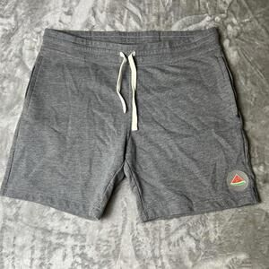 Eubi Terry Shorts Men XL Gray Patch Logo Zipper Pockets Elastic Waist Drawstring